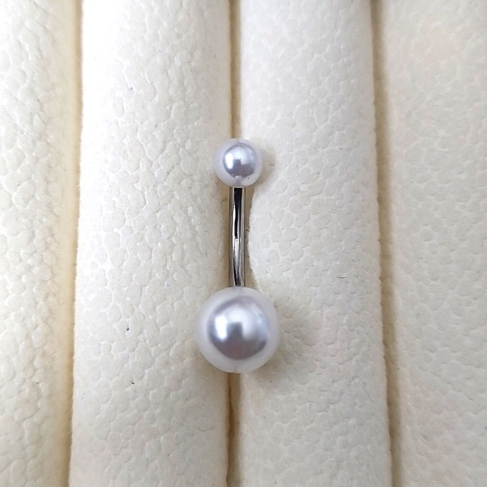 Pearl Belly BUTTON ring 14k gold plated New